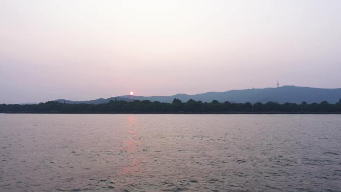 长沙河西城区夕阳黄昏时空镜头航拍