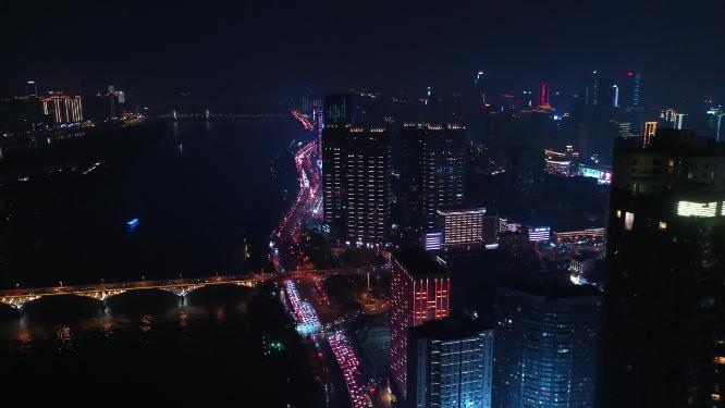 城市夜晚灯光秀全景