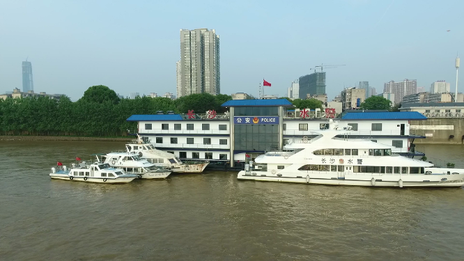 长沙水警大楼航拍镜头