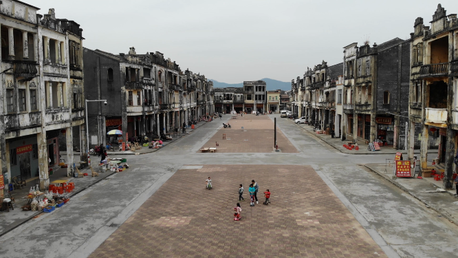 广东江门台山旧街航拍