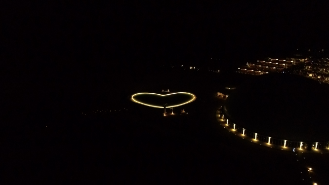 沙坡头沙漠星星酒店夜景航拍大景