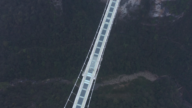 湖南张家界大峡谷玻璃桥特写航拍