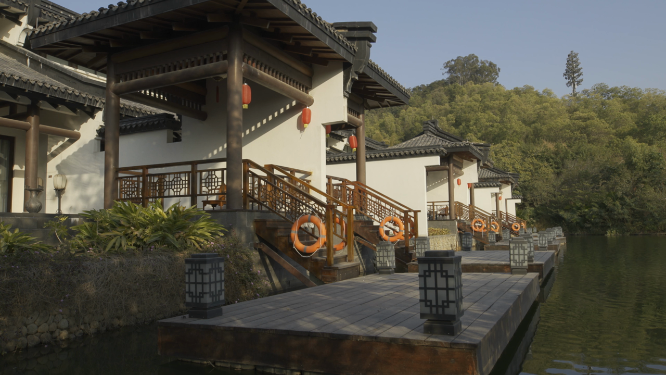 特色建筑湖边风光
