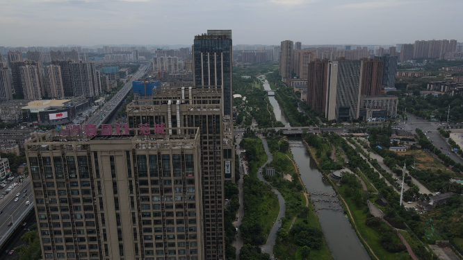 湖南长沙圭塘河 喜盈门笵城航拍