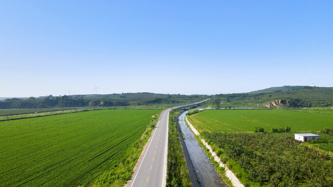 北方辽宁乡村公路航拍素材