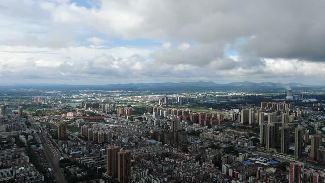 湖北荆门雨过天晴城市航拍