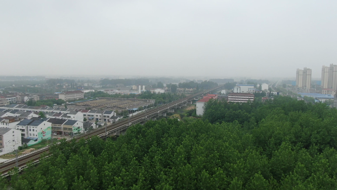 湖北潜江火车站铁路桥航拍