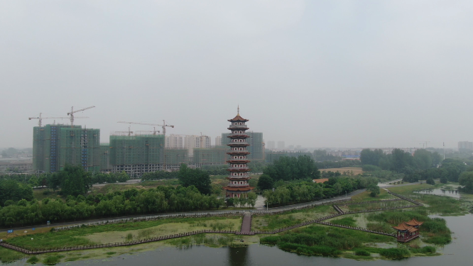 湖北潜江曹禺公园航拍