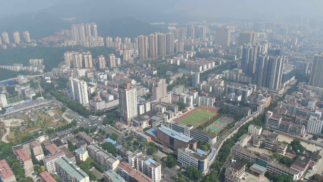 湖北荆门中心城市海慧中学航拍 