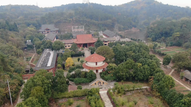 湖北荆门千佛禅寺环绕航拍 