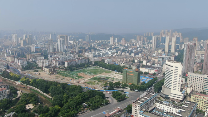  湖北荆门工人文化宫修建航拍