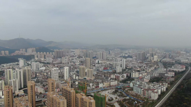 航拍湖北高楼林立的城市新区