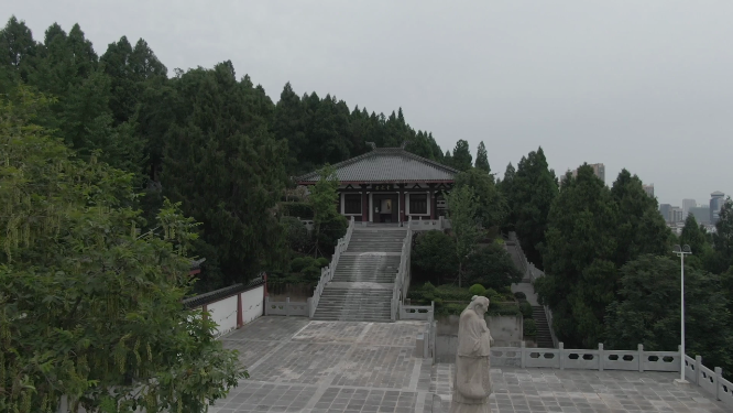 航拍湖北荆门老莱子山庄 