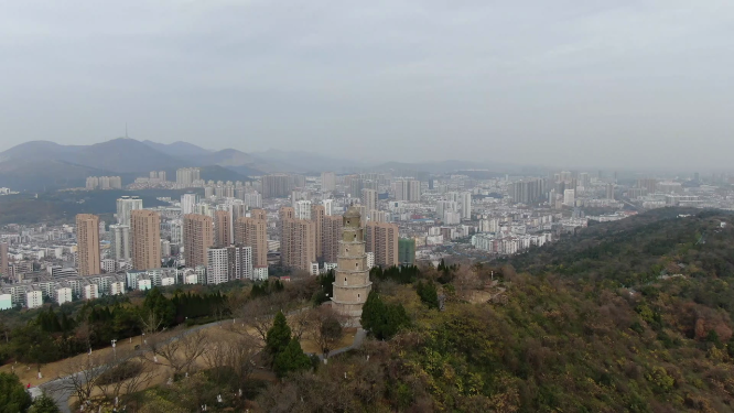 湖北航拍高楼林立的城市