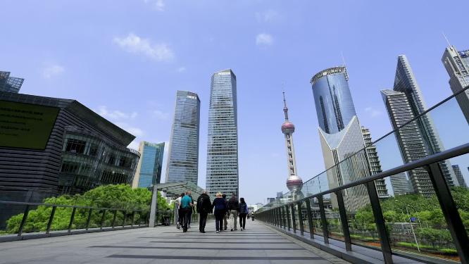 上海浦东陆家嘴金融区建筑群延时摄影