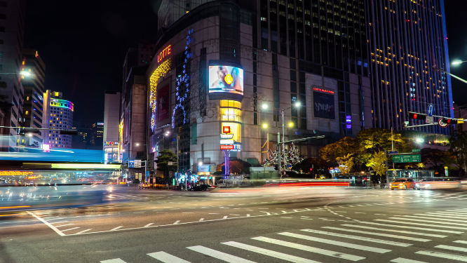 延时拍摄城市街头夜景