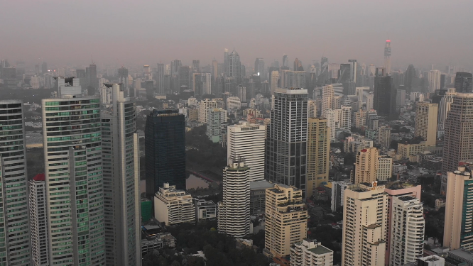 航拍密集建筑城市景观