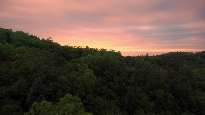 海岛夕阳景色航拍