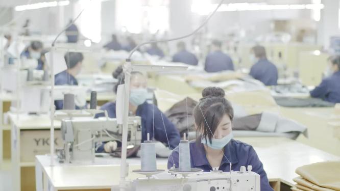 高端服装加工制衣厂流水线实拍素材