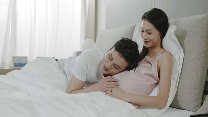 幸福夫妻爸爸亲孕肚