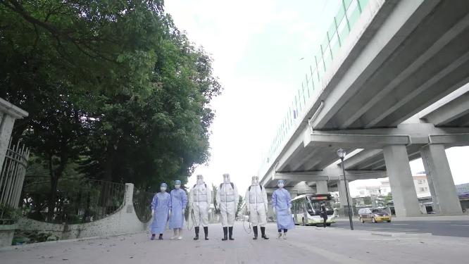 疫情防控消杀团队户外作业