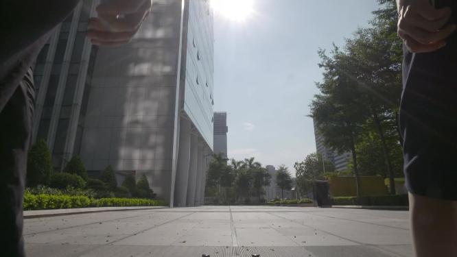 广州城市建筑高楼大厦精英白领高层行走背影