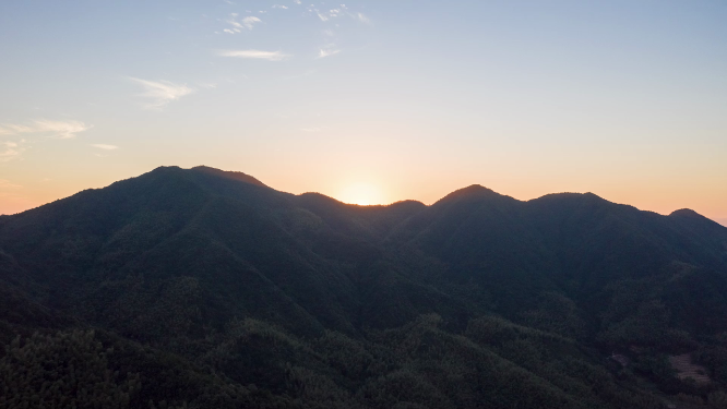 绍兴五峰岭无人机日出航拍延时