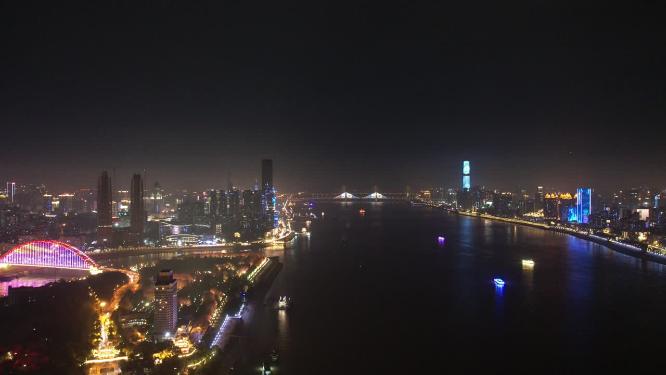 武汉-长江夜景航拍延时摄影
