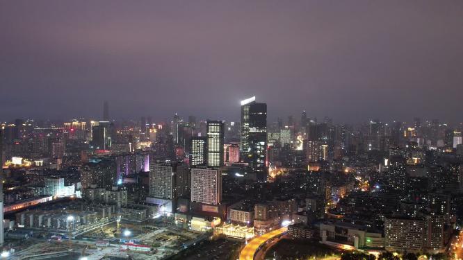 武汉-汉口夜景航拍延时摄影