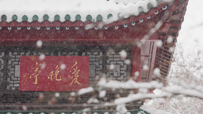 长沙岳麓山爱晚亭雪景升格