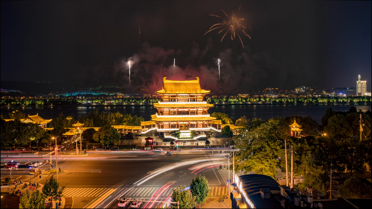 长沙橘子洲烟花延时