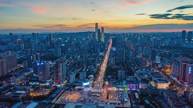 长沙城市天际线航拍延时