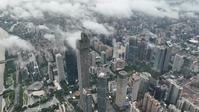 唯美大气珠江新城宣传片 城市上空云海 