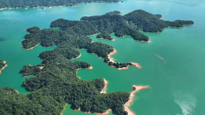 河源万绿湖新丰江水库自然景色航拍 