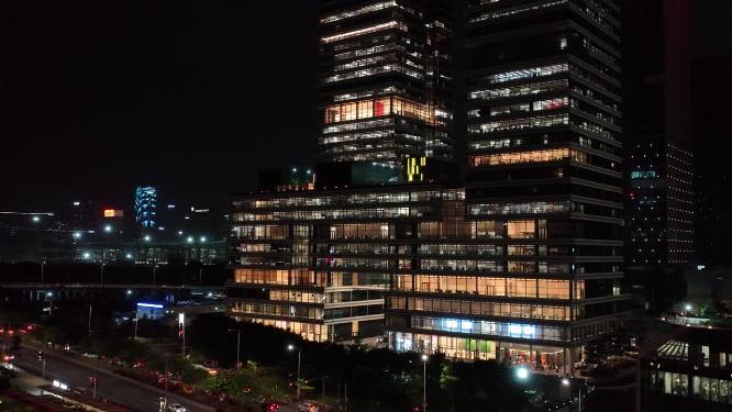 航拍办公大楼夜景