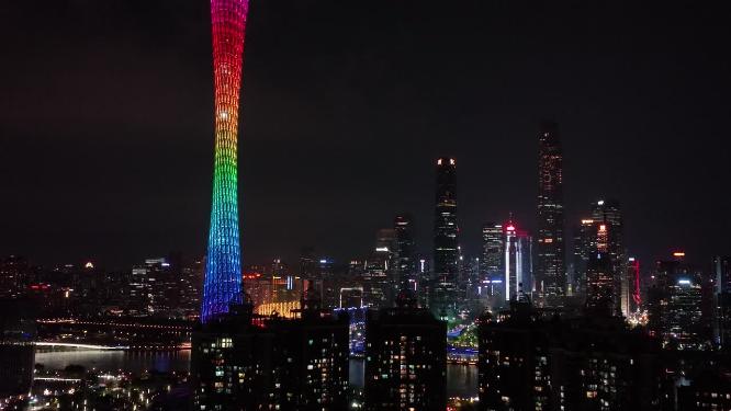 航拍广州塔夜景