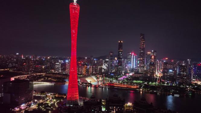 航拍广州塔夜景