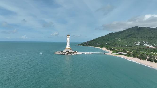航拍南山寺海上观音