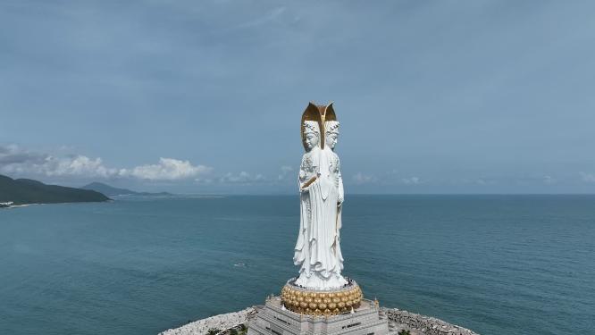 航拍 南山海上观音