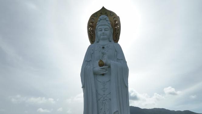 航拍南山寺海上观音