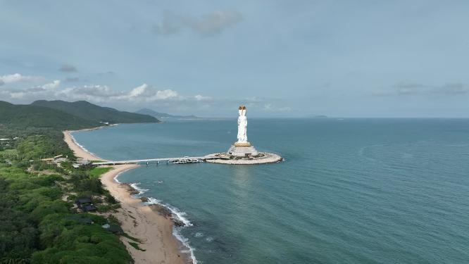 航拍南山寺海上观音