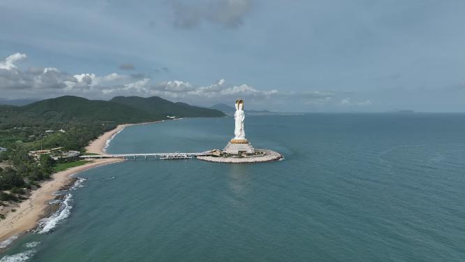 航拍南山海上观音圣像