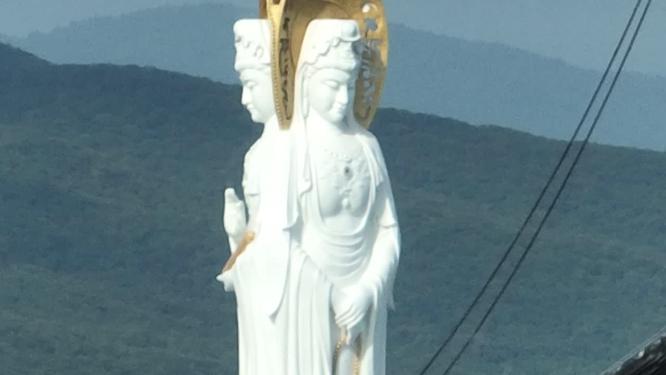 航拍南山寺海上观音