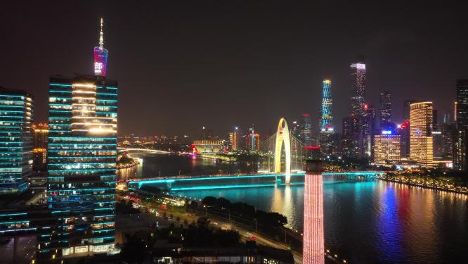 航拍广州琶醍夜景