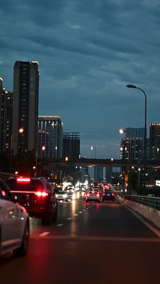 城市夜景车流 竖屏