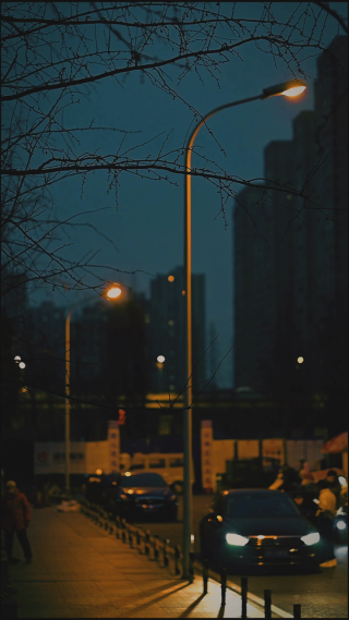 城市夜晚车流场景拍摄 竖屏