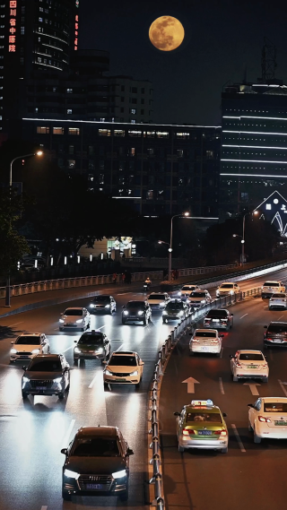 城市夜晚车流场景拍摄 竖屏