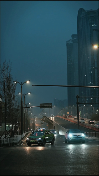 城市夜晚车流场景拍摄 竖屏