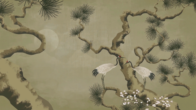 中国风仙鹤动画VJ大屏素材