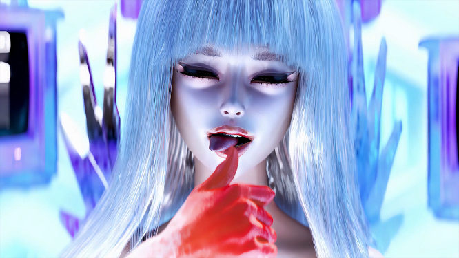 赛博异瞳美女VJ素材